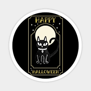 Happy Halloween Black Cat Design Magnet